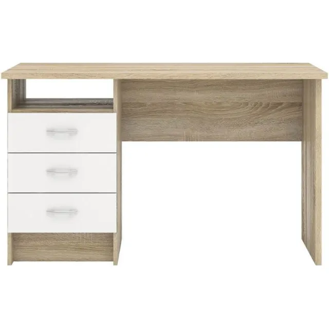 Tvilum Fula bureau 3 lades eiken structuur decor en wit.
