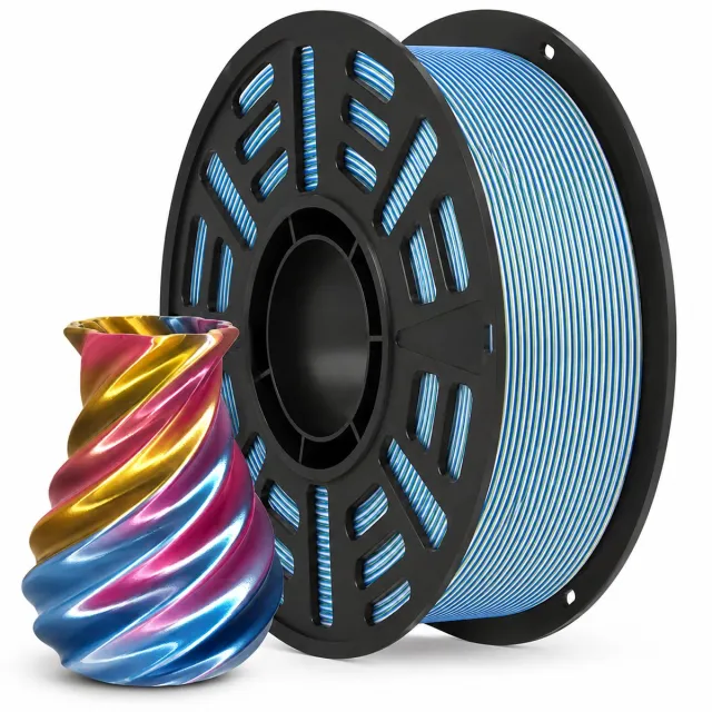 Cailab PLA Silk+ Zijdeglans Vierkleuren Filament 1.75mm – Royal Mirage 3-Color – Hoogglans 3D Printer Filament – 1KG – Morgen in Huis