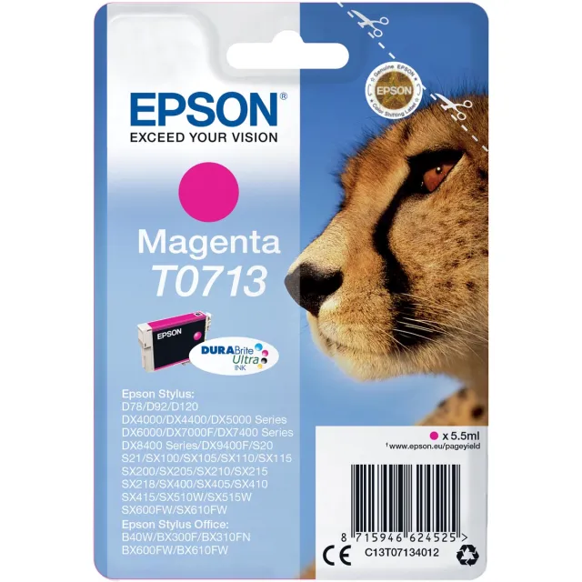Epson inktcartridge T0713, 250 pagina's, OEM C13T07134012, magenta