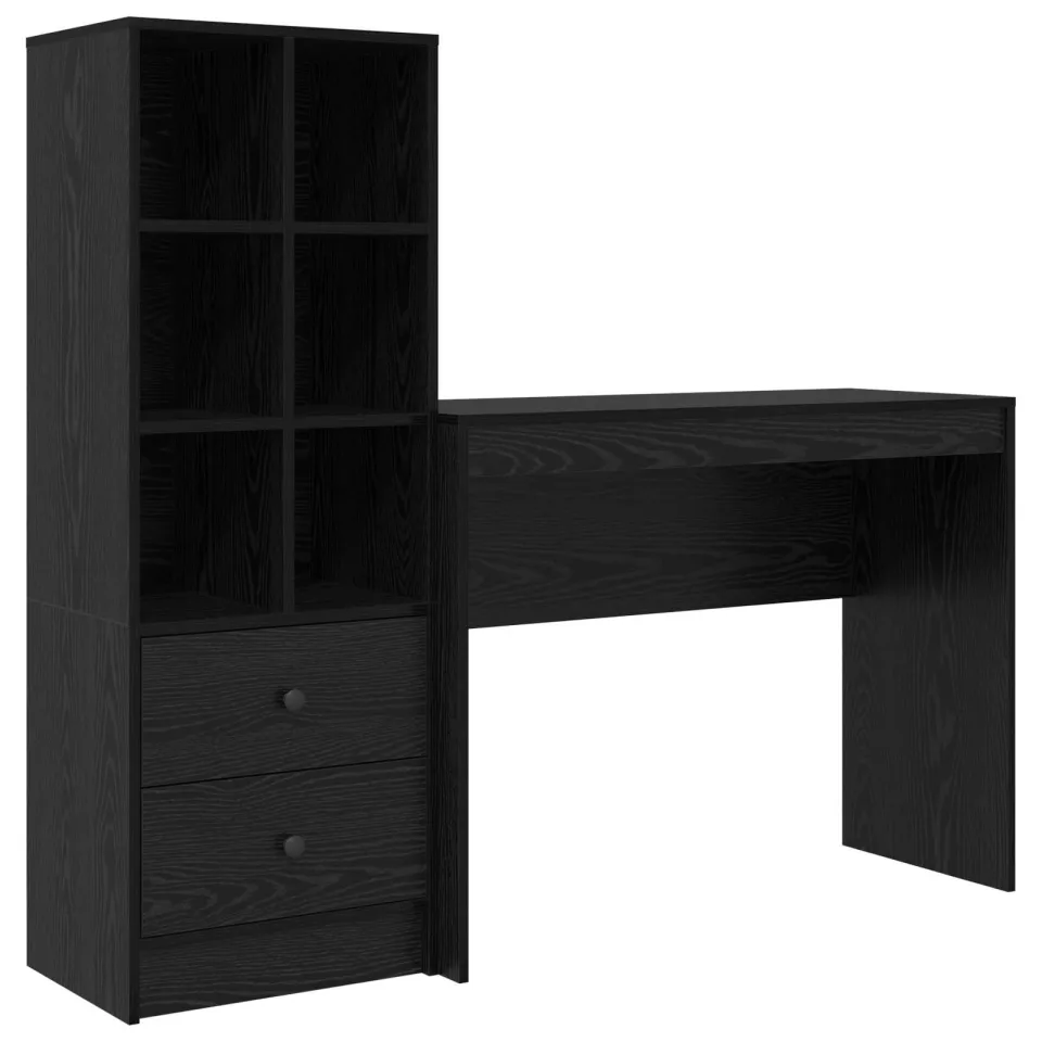 vidaXL Bureau Zwart Eiken 145,5 x 40 x 127 cm 2 st, foto 3