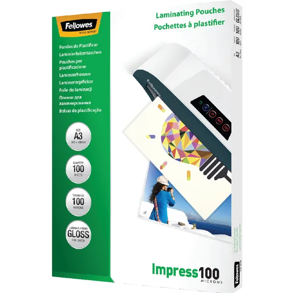 Fellowes Lamineerhoes Fellowes A3 2x100micron glans 100 stuks