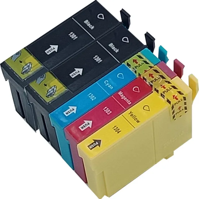 KATRIZ huismerk ink Epson 2x T1301 Zwart + 1x T1302 Cyaan + 1x T1303 Magenta + 1x T1304 Geel | 5 stuks Zwart, Cyaan, Magenta, Geel