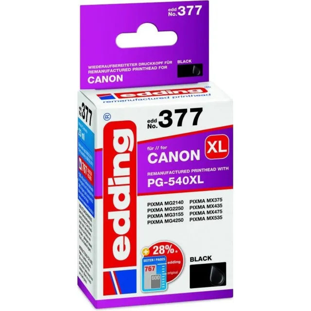 Edding Inktcartridge vervangt Canon PG-540 XL Compatibel Zwart EDD-377 18-377