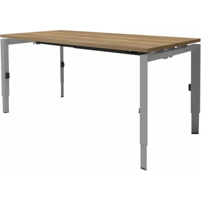 Schaffenburg Linesto N3 bureau, hoogte instelbaar (65-85cm) met 180x80cm krijtwit zwevend 25mm blad en zwart (RAL9005) vierpoot N-frame (poot driehoekig 50x50x75 mm.), (met geïntegreerde kabelgoot) Zwart (RAL9005)/Wit