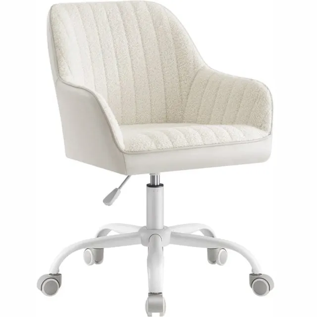 Klarven Bureaustoel Cappuccinobeige-Wolkenwit - Draaibare Bureaustoel - In Hoogte Verstelbaar - Office Chair - Kunstleer, Nylon Wielen - Draagvermogen 110kg