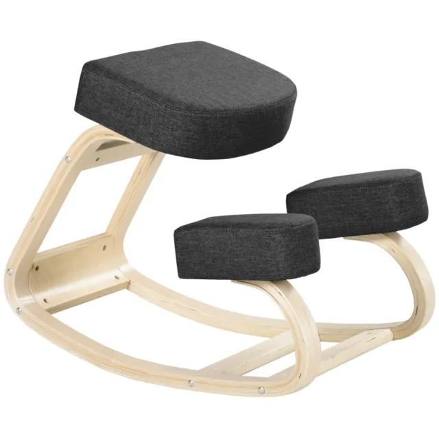 MODENUIT Kniestoel 51 x 69 x 58 cm - Ergonomische Zithouding Met Rechte Rug - Voor Kantoor En Werkkamer - Hout Zwart