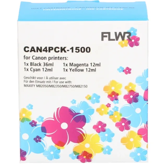 FLWR Canon PGI-1500XL 4-pack zwart en kleur (Huismerk (compatible))