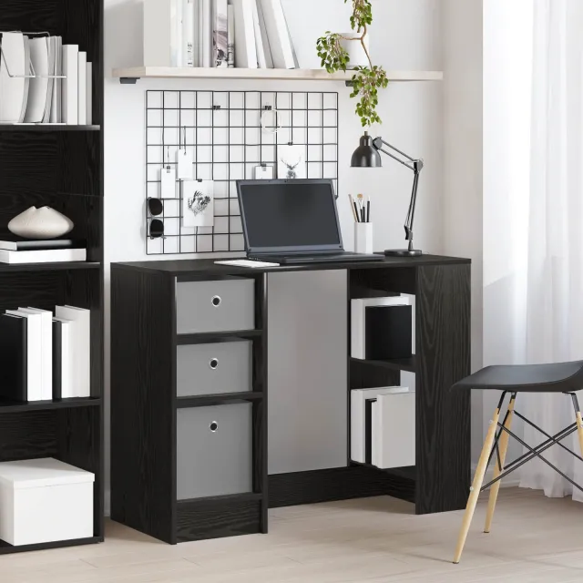 vidaXL Bureau Zwart Eiken 100 x 40 x 75 cm Bewerkt hout, foto 2