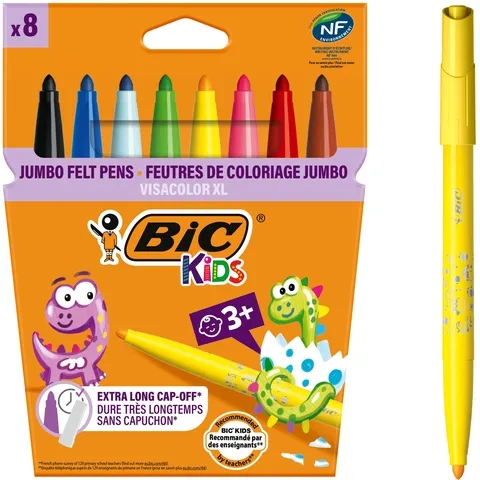Bickids Kleurstiften BicKids Visacolor XL assorti blister à 8 stuks