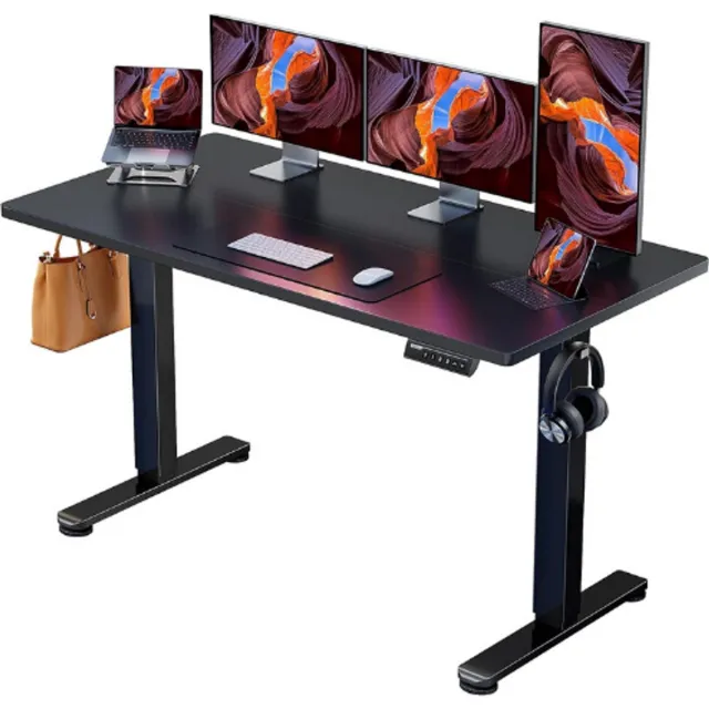 ErGear Elektrisch Sta Zit Bureau 160 X 80 Cm - In Hoogte Verstelbaar - Slim Bedieningspaneel Met 4 Geheugenstanden - Split Werkblad - Inclusief Tas Haak - Modern Thuiskantoor Design Zwart