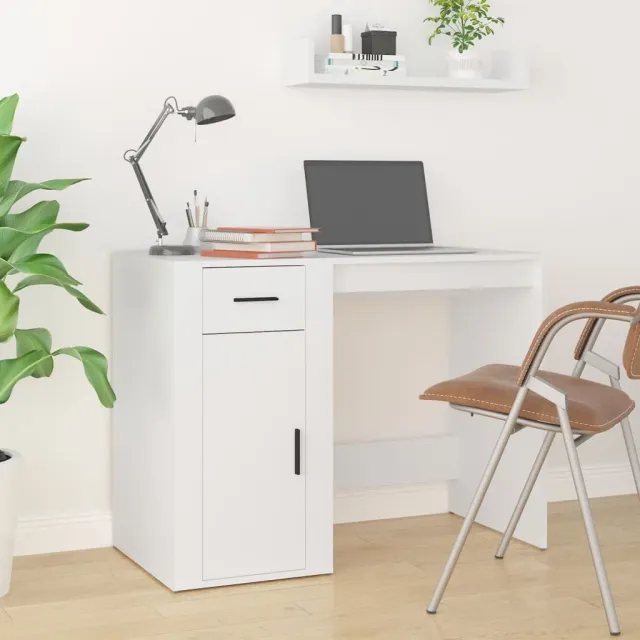 vidaXL Bureau 100x49x75 cm bewerkt hout wit, foto 2