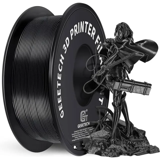 Geeetech PLA Filament Zwart 1.75mm – 1KG 3D Printer Filament – Hoge Precisie – Geschikt voor FDM 3D Printers – Sterk & Betrouwbaar