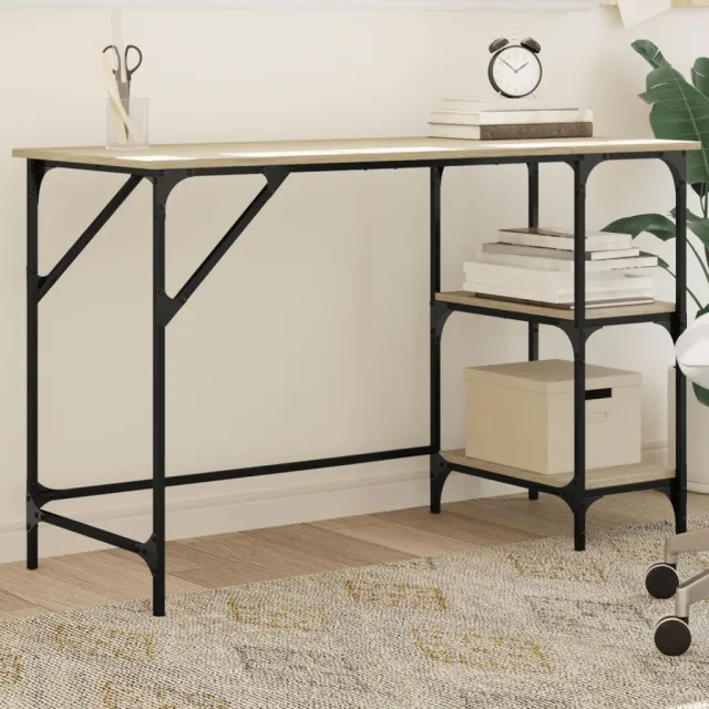 vidaXL Bureau 120x50x75 cm metaal en bewerkt hout grijs sonoma eiken, foto 2