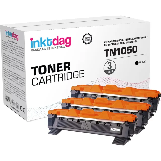 inktdag huismerk Brother TN 1050 toner brother (3 stuk) geschikt voor printers Brother DCP-1510 , DCP-1511, DCP-1512 , DCP-1610 W , DCP-1612 W , HL-1110 , HL-1111 , HL-1112 , HL-1210W, HL-1212W, MFC-1810, MFC-1811, MFC-1910 W Zwart X 3 pcs