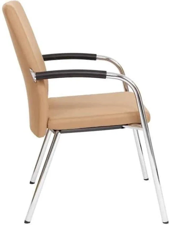 ABC Kantoormeubelen Vergaderstoel F240 4-poots met chrome onderstel in beige stof