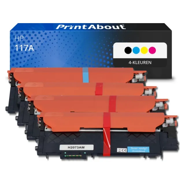 PrintAbout huismerk Toner 117A (W2070A) 4-kleuren Multipack Hoge capaciteit Geschikt voor HP