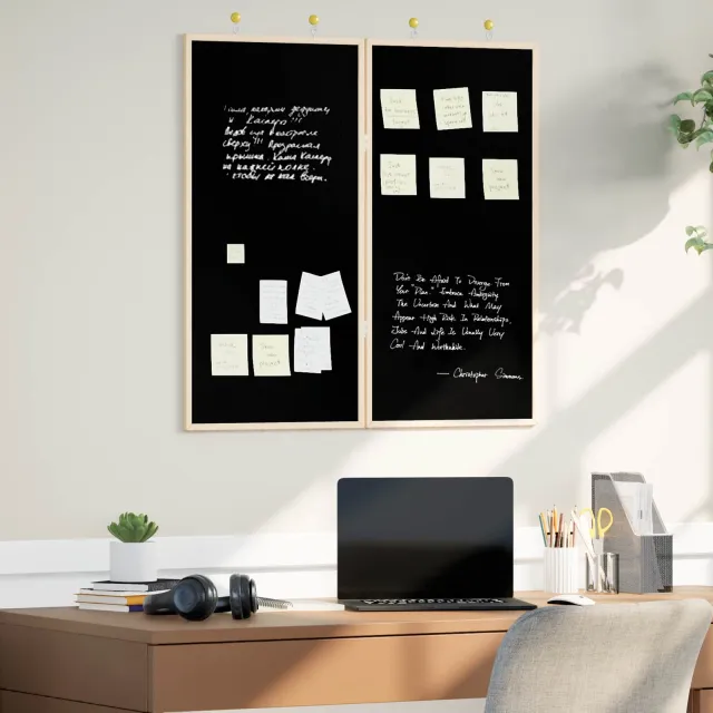 vidaXL Bulletinbord 80 x 80 x 1.4 cm Massief grenenhout Zwart