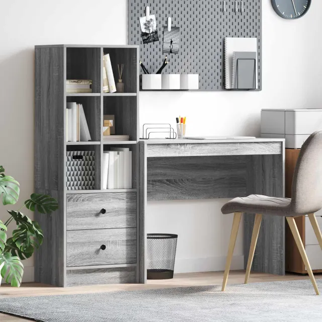 vidaXL Bureau Grijs Sonoma 135,5 x 40 x 127 cm 2 st, foto 2
