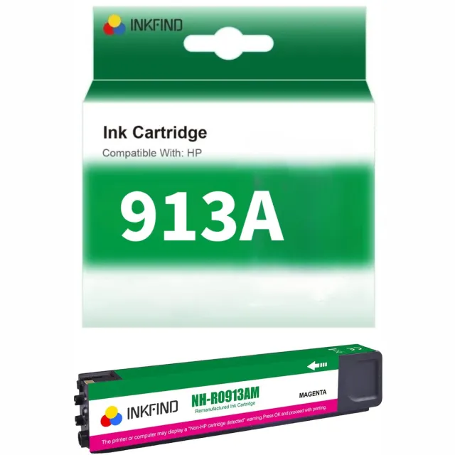 INKFIND 913A Magenta Inktcartridge compatibel met HP913 HP913A HP 913 HP 913A geschikt voor HP PageWide 352dw - 377dn - 377dw - Pro 452dn - HP MFP 477dw - HP MFP 477dwt Hoge Capaciteit - 1-pack Magenta Magenta x 1