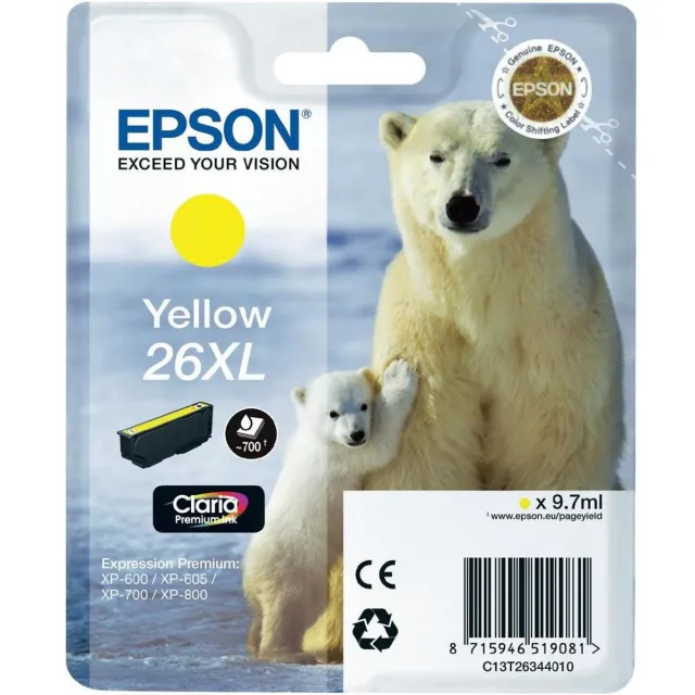 Epson 26XL inktcartridge geel high capacity 9.7ml 700 paginas 1-pack RF-AM blister