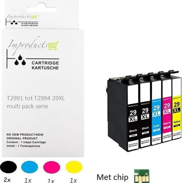 Improducts Inkt cartridges Alternatief Epson 29XL 29 T29 new chip v4 multi pack + zwart