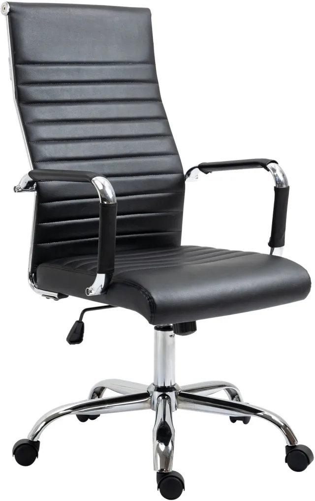 Vinona Bureaustoel - Ergonomisch en in hoogte verstelbaar - Met schommelfunctie - Kunstleer - 54 x 62 x 104-114 cm - Zwart