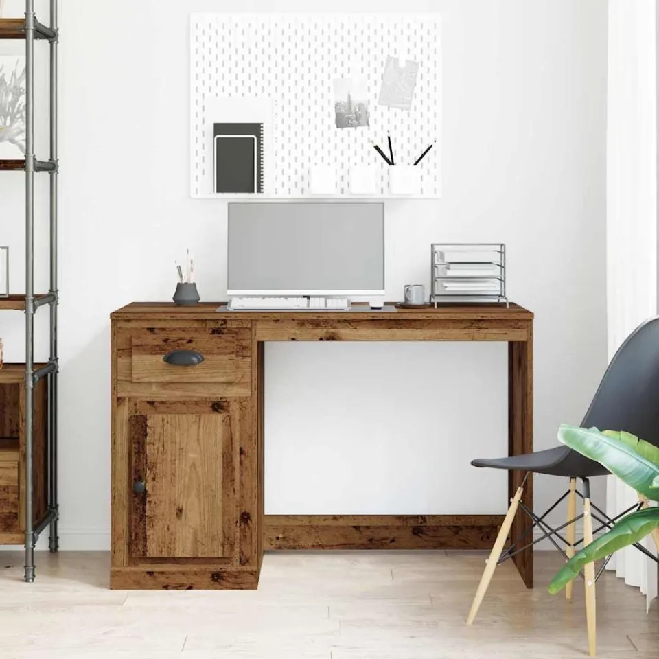 vidaXL Bureau Oud Hout 50 x 115 x 75 cm Bewerkt hout bruin, foto 4