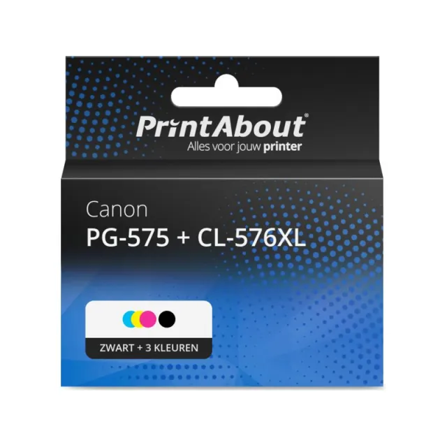 PrintAbout huismerk Inktcartridge PG-575 + CL-576XL Zwart + 3 kleuren Multipack Hoge capaciteit Geschikt voor Canon