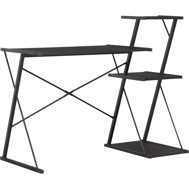 vidaXL Bureau met schap 116x50x93 cm zwart, foto 2