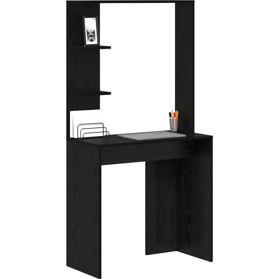 vidaXL Bureau Zwart Eiken 78,5 x 37 x 154,5 cm Bewerkt hout