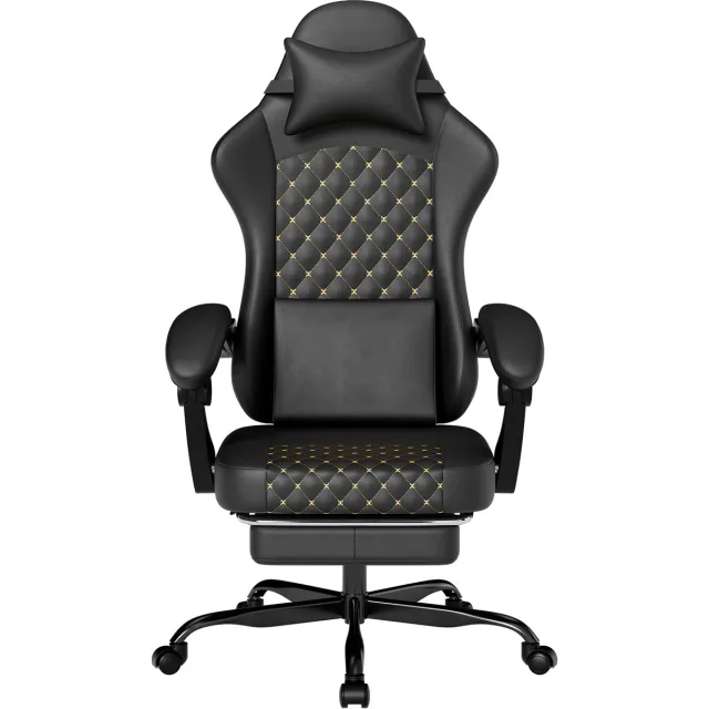Ropilly Ergonomische Gamestoel - PC Stoel met Massage en Voetensteun - Verstelbare Rugleuning - 150 kg Draagvermogen - Voor Gamen - 58,5x63x120,5 cm - Zwart