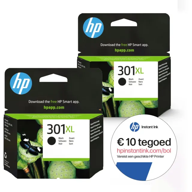 HP 301XL - Inktcartridge - Origineel - Hoge capaciteit - 2x 301XL Zwart + Instant Ink tegoed Zwart (2x)