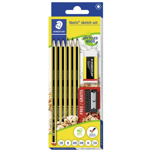 Staedtler Potlood Staedtler Noris HB blister à 6 stuks met gum en gratis slijper