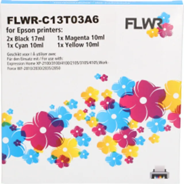 FLWR 603XL 4-pack zwart en kleur / Cartridge - Geschikt voor Epson zwart, kleur