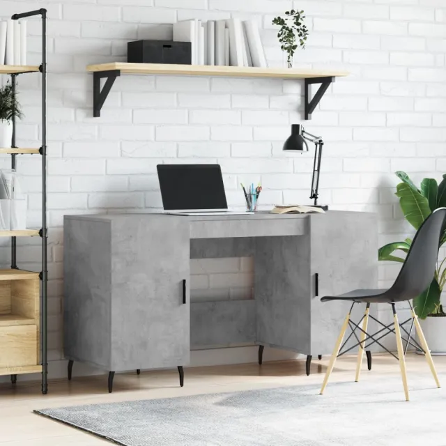 vidaXL Bureau 140x50x75 cm bewerkt hout betongrijs grijs, foto 2