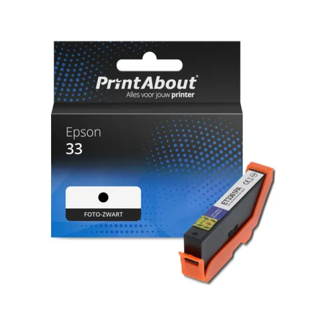 PrintAbout huismerk Inktcartridge 33 (C13T33414012) Foto-zwart Geschikt voor Epson
