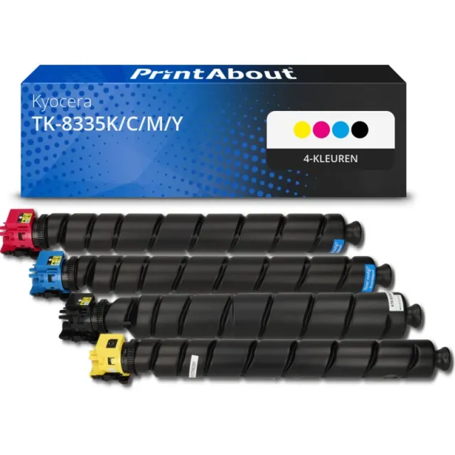 PrintAbout huismerk Toner TK-8335K/C/M/Y 4-kleuren Multipack Geschikt voor Kyocera