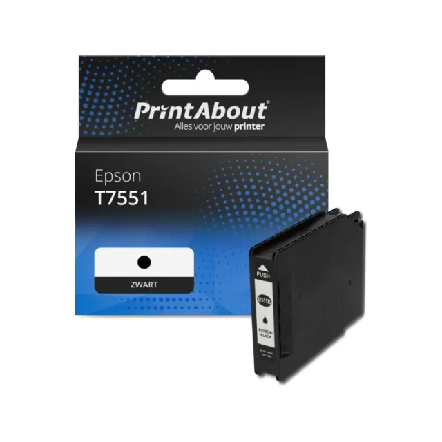 PrintAbout huismerk Inktcartridge T7551 Zwart Geschikt voor Epson