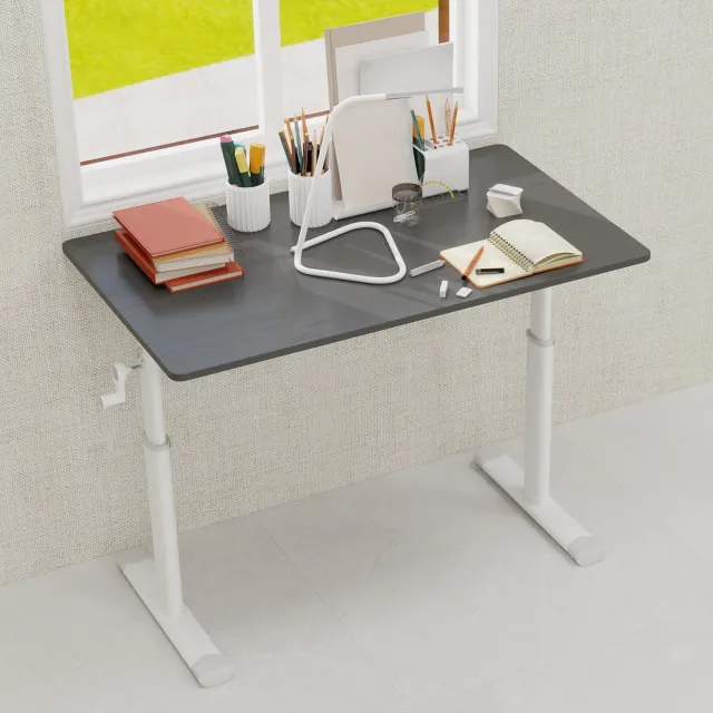 CHICFURN Bureau - voor kinderen en volwassenen - handmatig verstelbaar - dubbele kolom - grijs