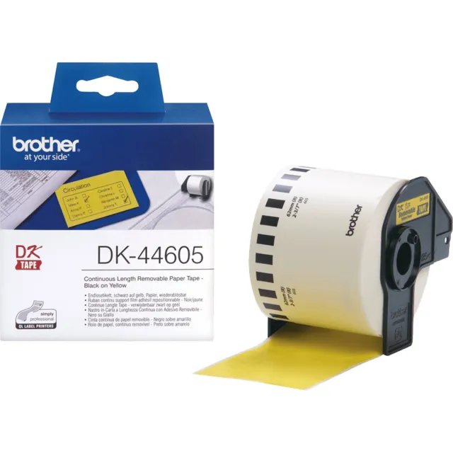 Brother DK-44605 Continue Length Tape: 62mm - Thermal paper - yellow - removable (30.48m)