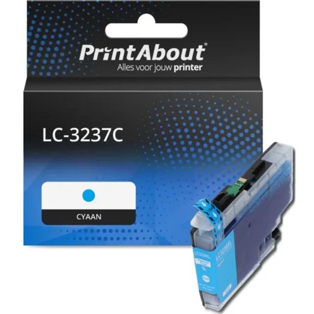 PrintAbout huismerk Inktcartridge LC-3237C Cyaan geschikt voor Brother