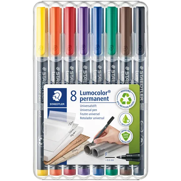 Staedtler Viltstift Staedtler Lumocolor 318 permanent F set à 8 stuks assorti