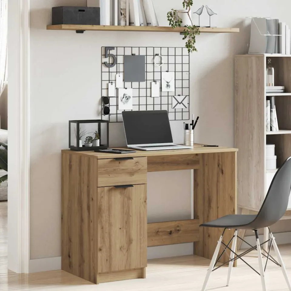 vidaXL Bureau 100x50x75 cm bewerkt hout artisanaal eikenkleur, foto 3