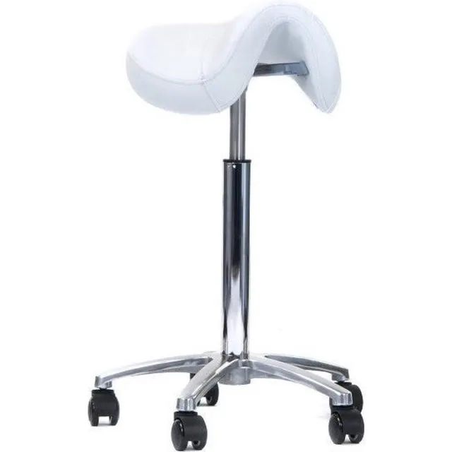 Novicum Esta Zadelkruk -kappersfiets Wit kleur met compact zadel en Medium gasveer kapperskruk Wit medium
