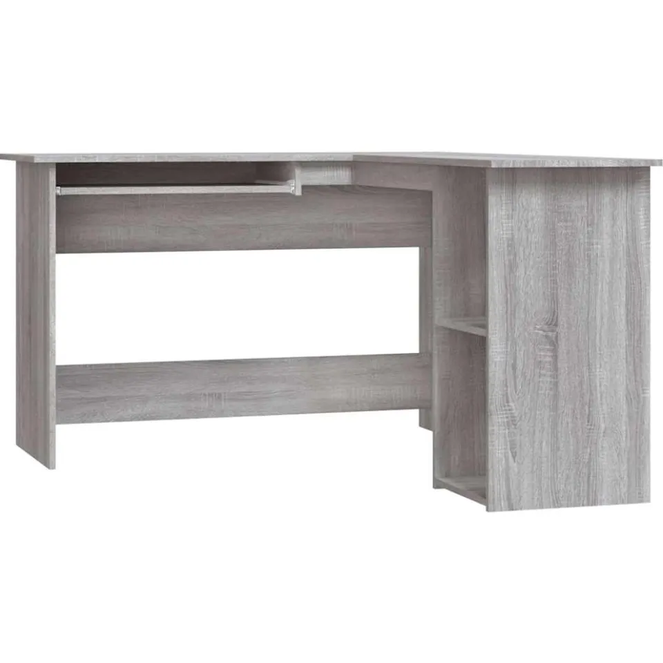 vidaXL Hoekbureau 120x140x75 cm bewerkt hout grijs sonoma eikenkleurig, foto 3
