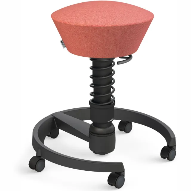 AERIS SWOPPER Gabriel - ergonomische bureaukruk - zwart onderstel - rose-rood gemêleerde zitting - zachte wielen - wol - standaard