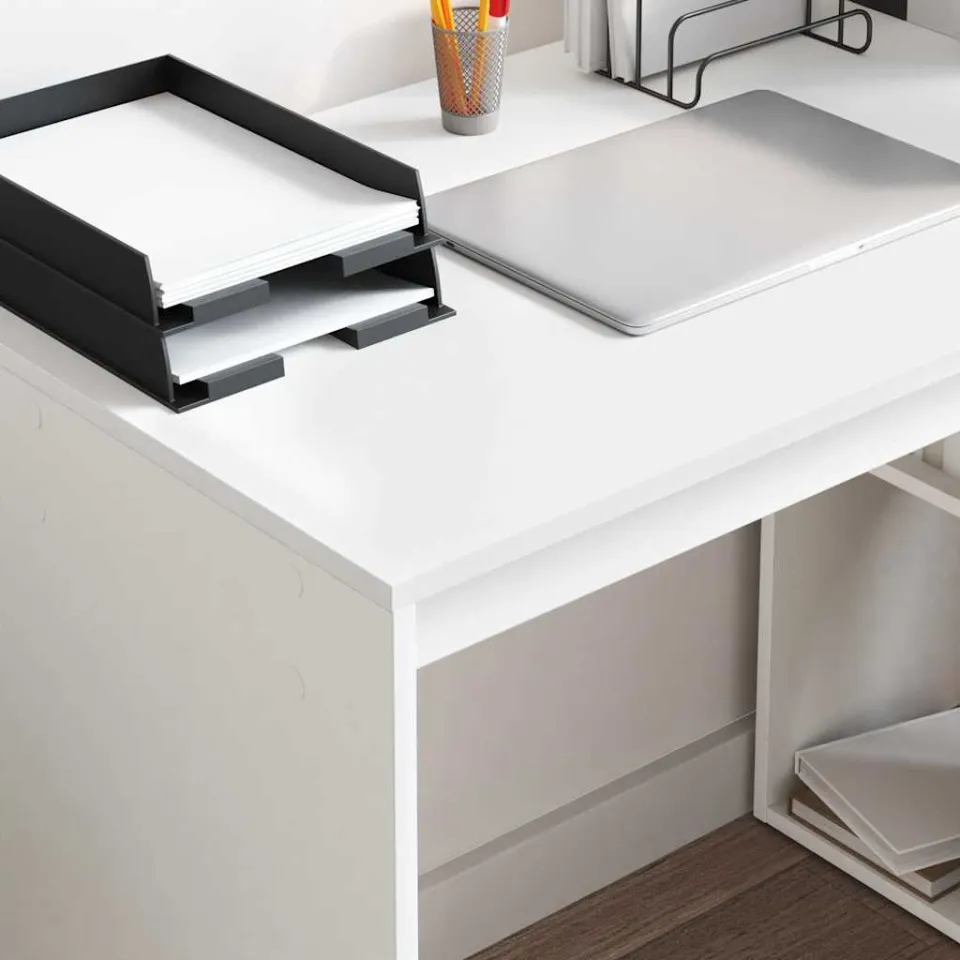 vidaXL Bureau Wit 108 x 55 x 103 cm Bewerkt hout, foto 3