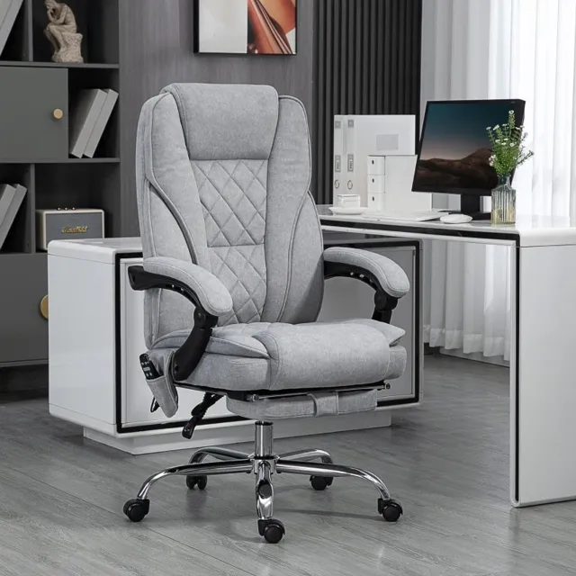 CHICFURN Bureaustoel - Massage en warmte - Kantelbaar met voetsteun - Grijs