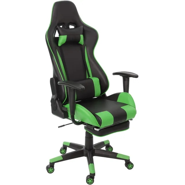 MCW Relax bureaustoel MCW-D25 XXL, bureaustoel gamestoel, 150kg belastbaar voetensteun ~ zwart/groen