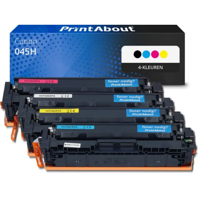 PrintAbout huismerk Toner 045H 4-kleuren Multipack Hoge capaciteit geschikt voor Canon